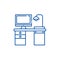 Freelancer computer desk line icon concept. Freelancer computer desk flat  vector symbol, sign, outline illustration.