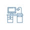 Freelancer computer desk line icon concept. Freelancer computer desk flat  vector symbol, sign, outline illustration.