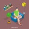 Freelancer flat isometric vector concept