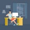 Freelancer home office freelance workplace flat vector