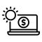 Freelancer laptop icon outline vector. Earn wallet