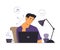 Freelancer Man Feel Neck Pain while Online Working from Home for Office Syndrome Concept Illustration