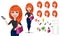 Freelancer woman cartoon character creation set