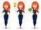 Freelancer woman cartoon character. Young beautiful businesswoman or designer in free style clothes