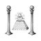 Freemasonry Columns, Eye of Providence in vector.