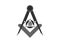 Freemasonry emblem - the masonic square and compass symbol. All seeing eye of god in sacred geometry triangle, masonry icon