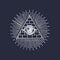 Freemasonry pyramid all-seeing eye. Engraving masonic logo. Vector Eye Of Providence illustration. Symbol Omniscience.