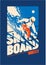 Freeride snowboarder in motion. Sport poster or emblem