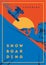 Freeride snowboarder in motion. Sport poster or emblem