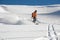 Freeride snowboarder sliding on the mountain slope