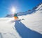 Freerider skier running downhill