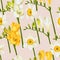 Freesia and daffodil vector seamless background