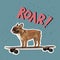 Freestyle. Artwork. One cute dog standing on skate. Animal in human life. Contemporary pop art collage, design in