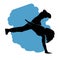 Freestyle dancer silhouette hip hop or breakdancing female illustration