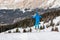 Freestyle ski jump in mountain snow park