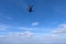 Freestyle skydiving. Girl is in dancing in the sky.