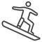 Freestyle snowboarding line icon, Winter sport concept, snowboarder jumping sign on white background, snowboarder jump