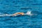 Freestyle Swimmer in the Blue Mediterranean Sea - Front Crawl