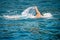 Freestyle swimmer in the Blue Sea - Front crawl