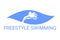 freestyle swimming sport vector line icon.