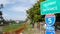 Freeway entrance, information sign on crossraod in USA. Route to Los Angeles, California. Interstate highway 5 signpost