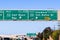 Freeway interchange in San Francisco Bay Area; Freeway signage providing information about the lanes going to 92 West towards Half