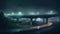 Freeway in night with cars light in crossroads. Generative AI