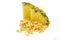 Freeze dried and fresh pineapple ananas on a white background.