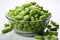 Freeze Dried Green Peas on white background