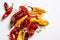 Freeze Dried Peppers On White Background. Generative AI