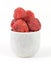 Freeze dried strawberries in small dish