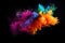 Freeze Motion Capture Of Colorful Powder Explosions Isolated On Black Background