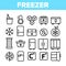 Freezer, Cooling Appliance Linear Vector Icons Set