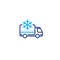 Freezer truck line icon, cold product delivery transportation