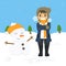 Freezing Boy on Winter Cold, Cartoon Vector