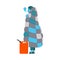 Freezing from Cold Man Character Wrapped in Blanket Standing Near Petrol Can Vector Illustration