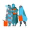 Freezing from Cold Man and Woman Character Wrapped in Blankets Holding Petrol Can Vector Illustration