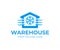 Freezing cold room warehouse refrigerated and cold storage, logo design. Refrigerated warehouse for food and automated cold room w