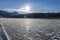 Freezing mana river, ice and sludge on the water. beautiful nature of Siberia