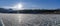 Freezing mana river, ice and sludge on the water. beautiful nature of Siberia, panorama