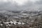 Freezing Nida Plateau Wilderness under massive thunderstorm clouds cumulus. Psiloritis mountain frozen heights