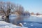 Freezing river Talitsa in winter