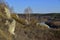 The freezing Sylva river at the foot of the white gypsum Grekhovskaya mountain