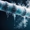 Freezing waterpipes, water pipes, cold frozen and covered with ice