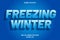 Freezing winter editable text effect cartoon style