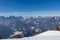 Freiberg - Panoramic view on snow capped mountain peaks of Karawanks in Carinthia (Kaernten), Austria. Julian Alps.