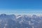 Freiberg - Panoramic view on snow capped mountain peaks of Karawanks in Carinthia (Kaernten), Austria. Julian Alps.