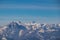 Freiberg - Panoramic view on snow capped mountain peaks of Karawanks in Carinthia (Kaernten), Austria. Julian Alps.