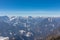 Freiberg - Panoramic view on snow capped mountain peaks of Karawanks in Carinthia (Kaernten), Austria. Julian Alps.