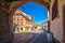 Freiburg im Breisgau historic cobbled street and colorful architecture view